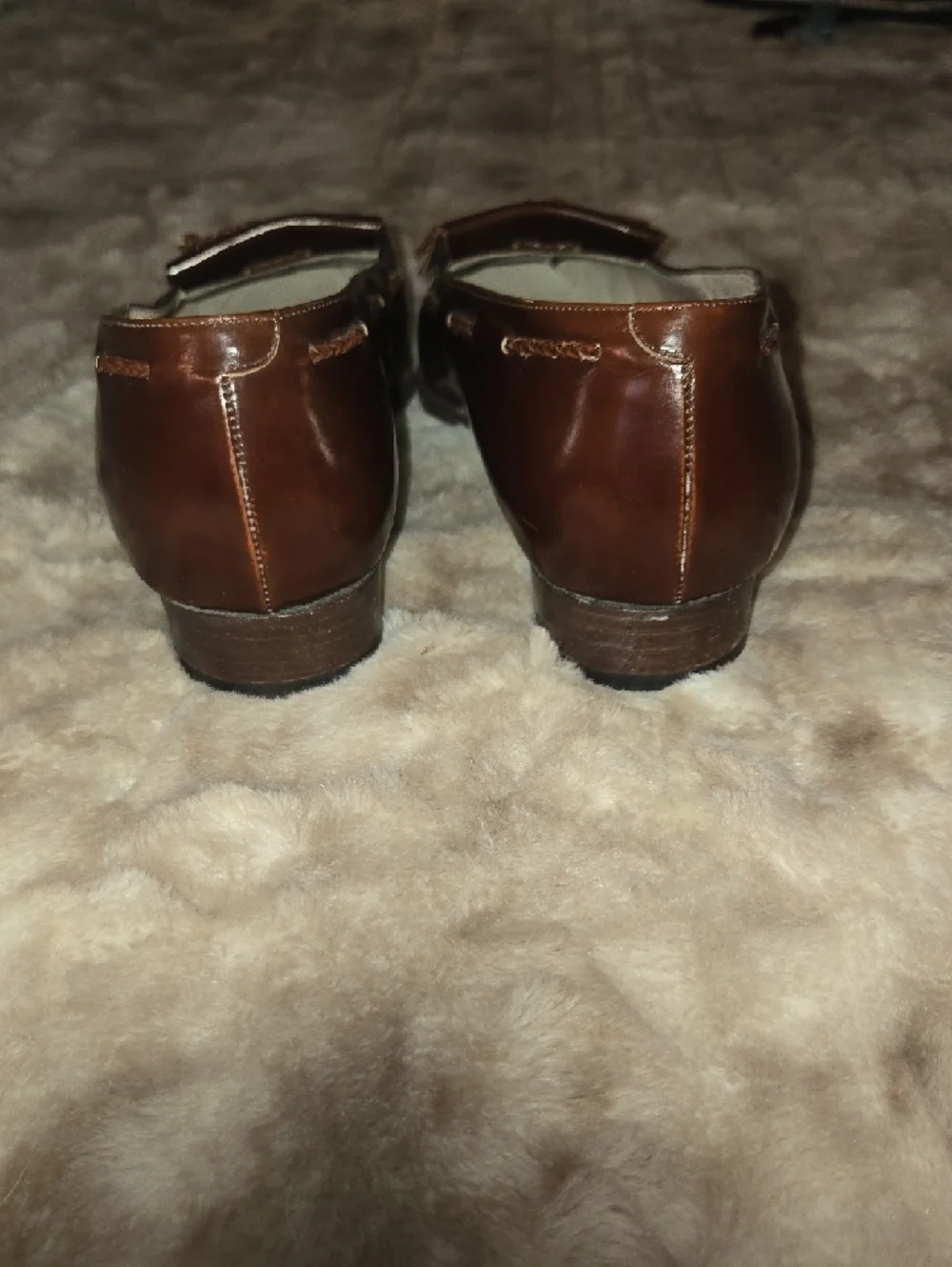 Bally Brown Leather Loafers Snakeskin Embossed Toe Tassel Fringe Flats - Picture 9 of 11